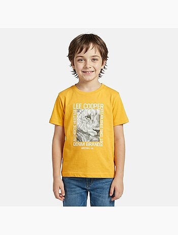 Lee Cooper - Maglietta bambino a maniche corte con stampa denim brand