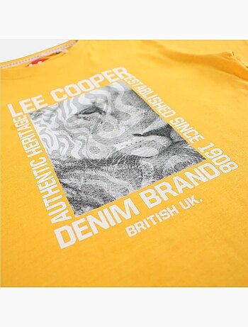Lee Cooper - Maglietta bambino a maniche corte con stampa denim brand