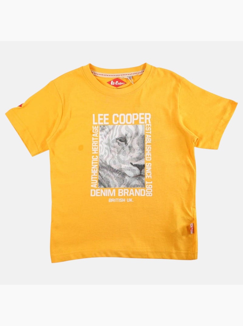Lee Cooper - Maglietta bambino a maniche corte con stampa denim brand Giallo - Kiabi