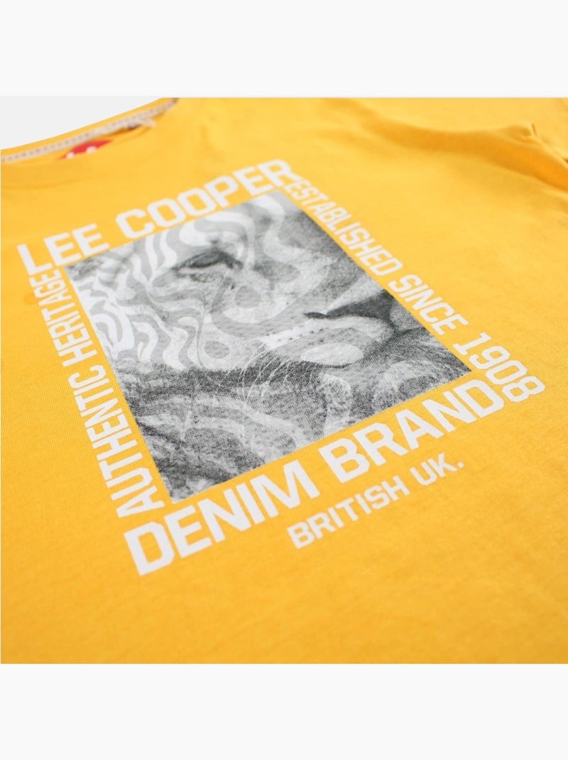 Lee Cooper - Maglietta bambino a maniche corte con stampa denim brand Giallo - Kiabi