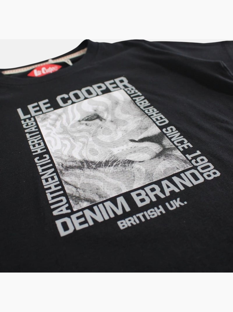 Lee Cooper - Maglietta bambino a maniche corte con stampa denim brand Nero - Kiabi