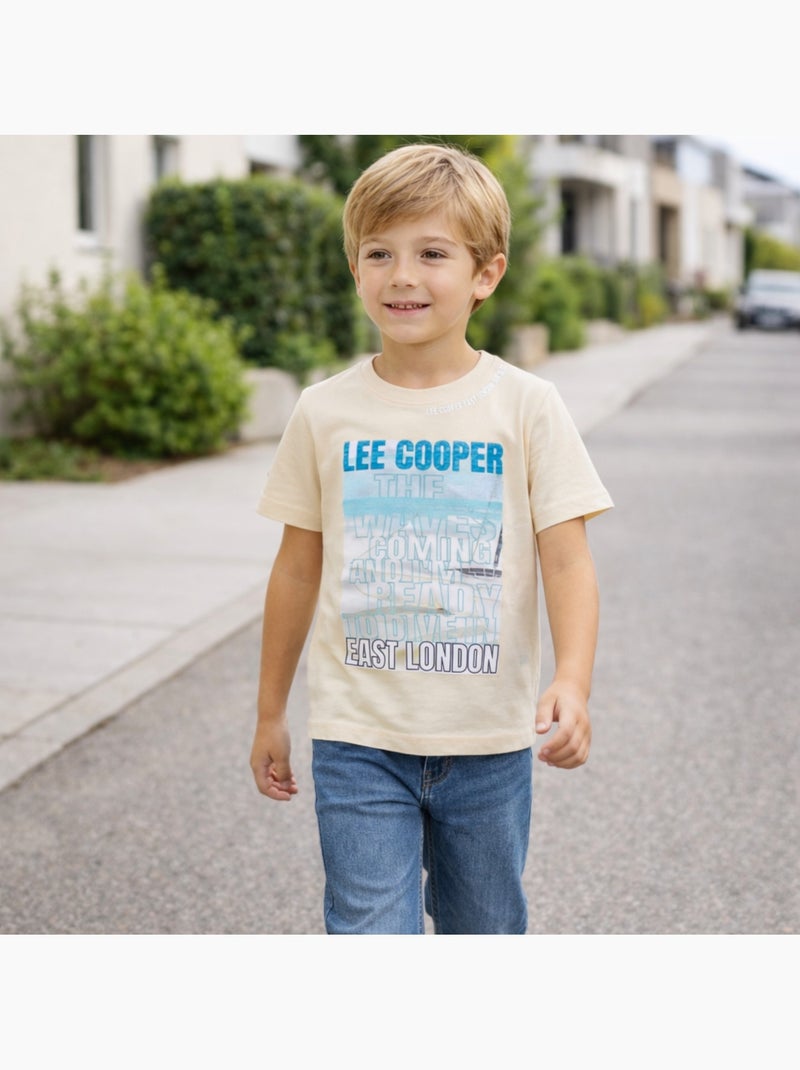 Lee Cooper - Maglietta bambino a maniche corte con stampa East London Beige - Kiabi