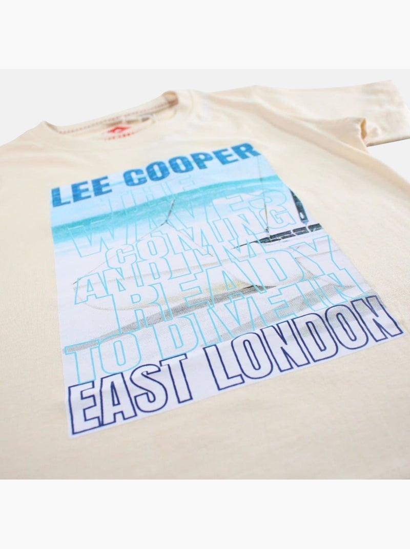 Lee Cooper - Maglietta bambino a maniche corte con stampa East London Beige - Kiabi