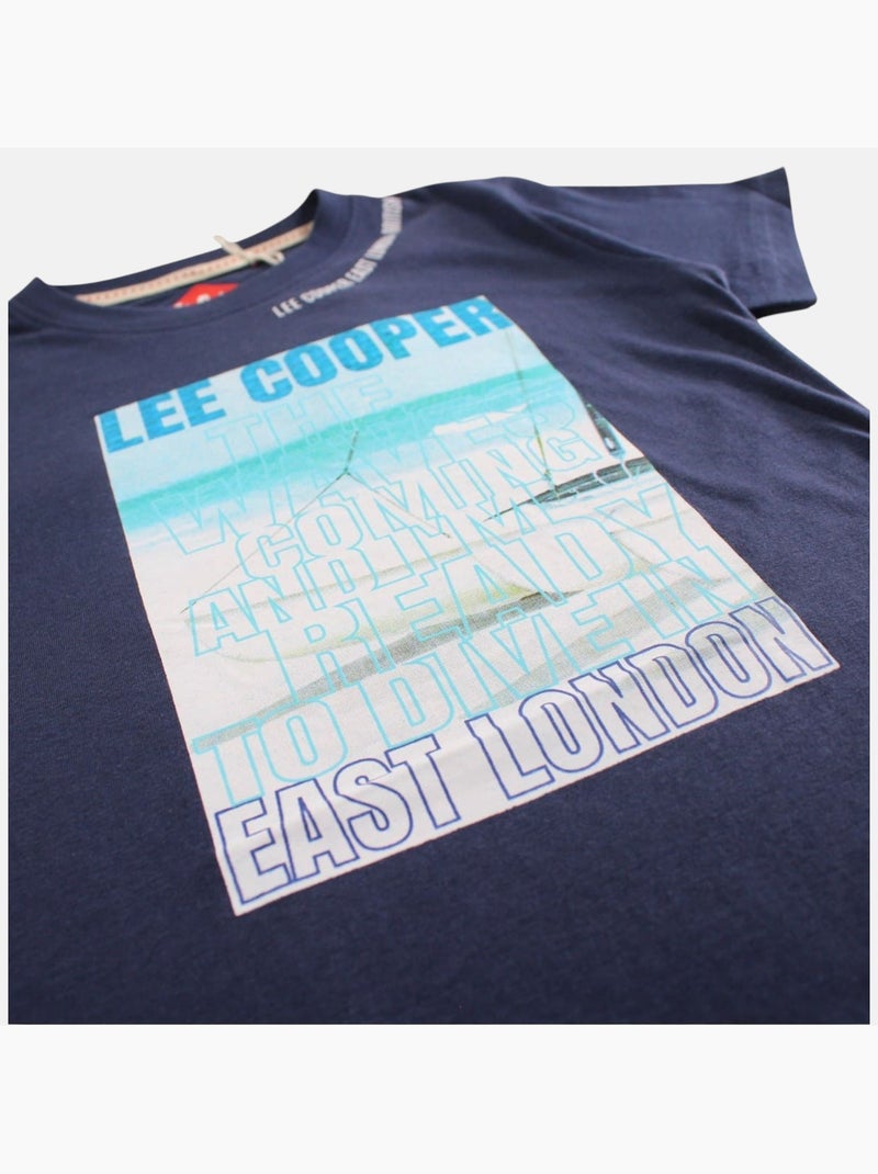 Lee Cooper - Maglietta bambino a maniche corte con stampa East London Blu marino - Kiabi
