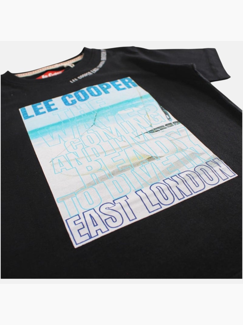 Lee Cooper - Maglietta bambino a maniche corte con stampa East London Nero - Kiabi