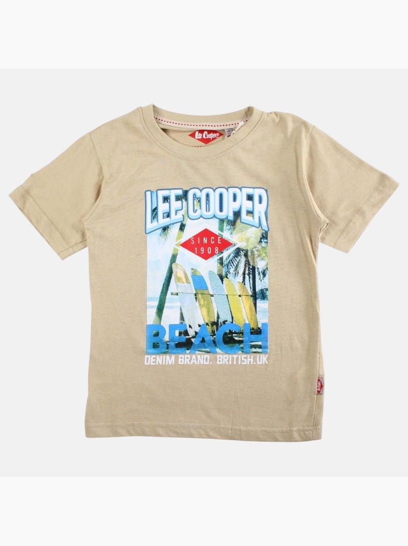 Lee Cooper - Maglietta bambino a maniche corte con stampa spiaggia Beige - Kiabi