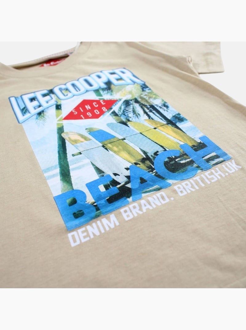 Lee Cooper - Maglietta bambino a maniche corte con stampa spiaggia Beige - Kiabi