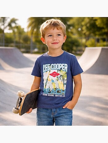 Lee Cooper - Maglietta bambino a maniche corte con stampa spiaggia