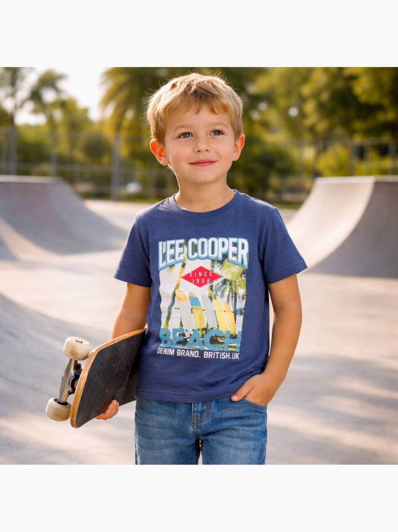 Lee Cooper - Maglietta bambino a maniche corte con stampa spiaggia Blu marino - Kiabi