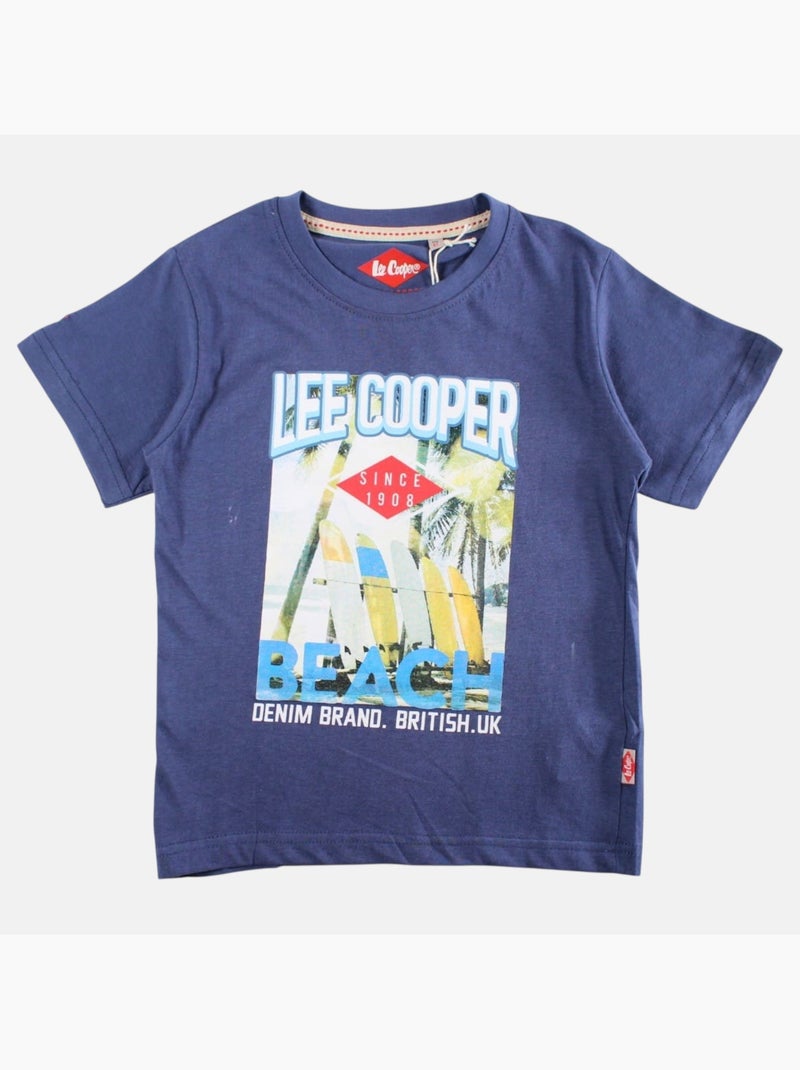 Lee Cooper - Maglietta bambino a maniche corte con stampa spiaggia Blu marino - Kiabi