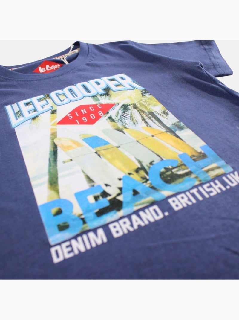 Lee Cooper - Maglietta bambino a maniche corte con stampa spiaggia Blu marino - Kiabi