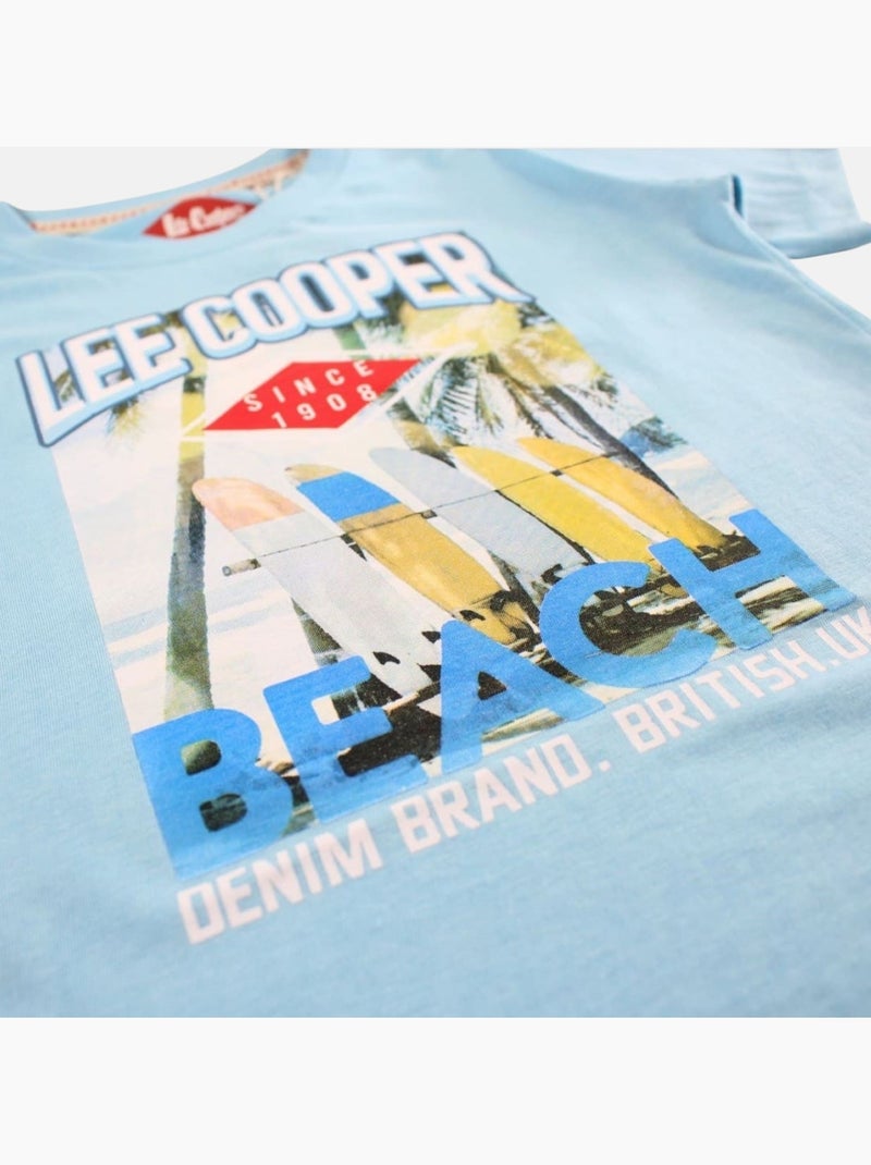 Lee Cooper - Maglietta bambino a maniche corte con stampa spiaggia Blu - Kiabi