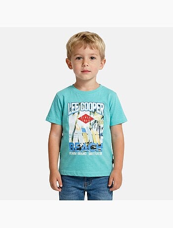 Lee Cooper - Maglietta bambino a maniche corte con stampa spiaggia