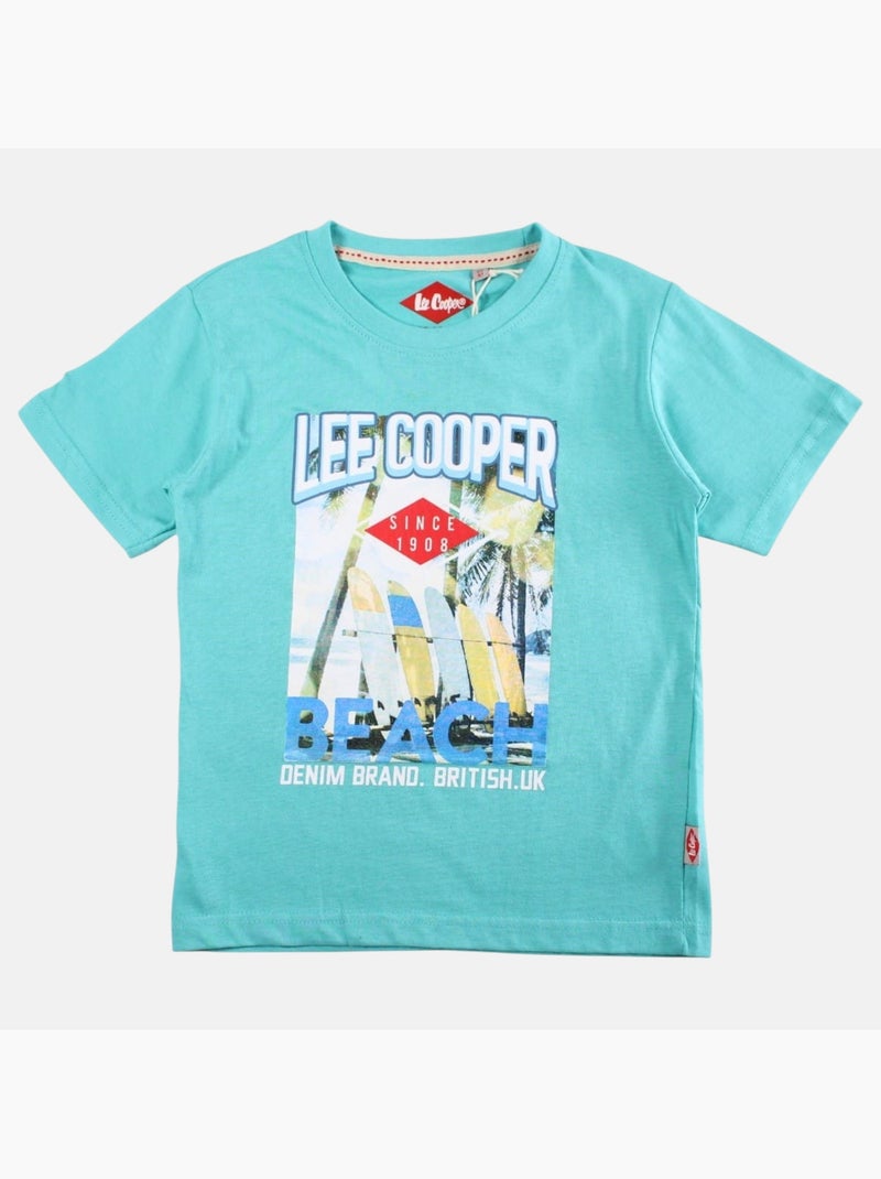 Lee Cooper - Maglietta bambino a maniche corte con stampa spiaggia Turchese - Kiabi