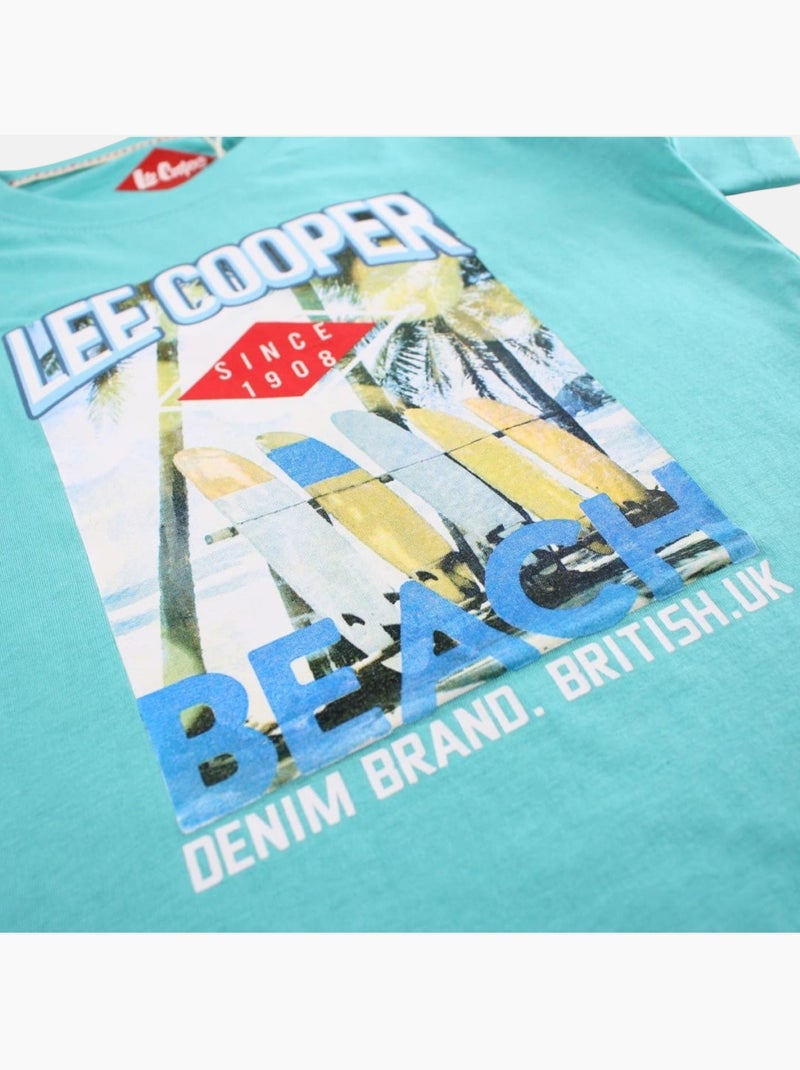 Lee Cooper - Maglietta bambino a maniche corte con stampa spiaggia Turchese - Kiabi