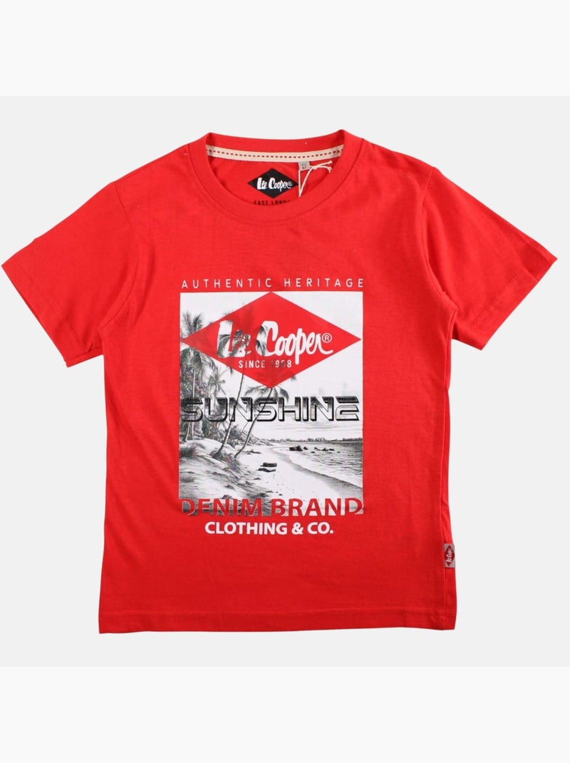 Lee Cooper - Maglietta bambino a maniche corte con stampa sunshine Rosso - Kiabi