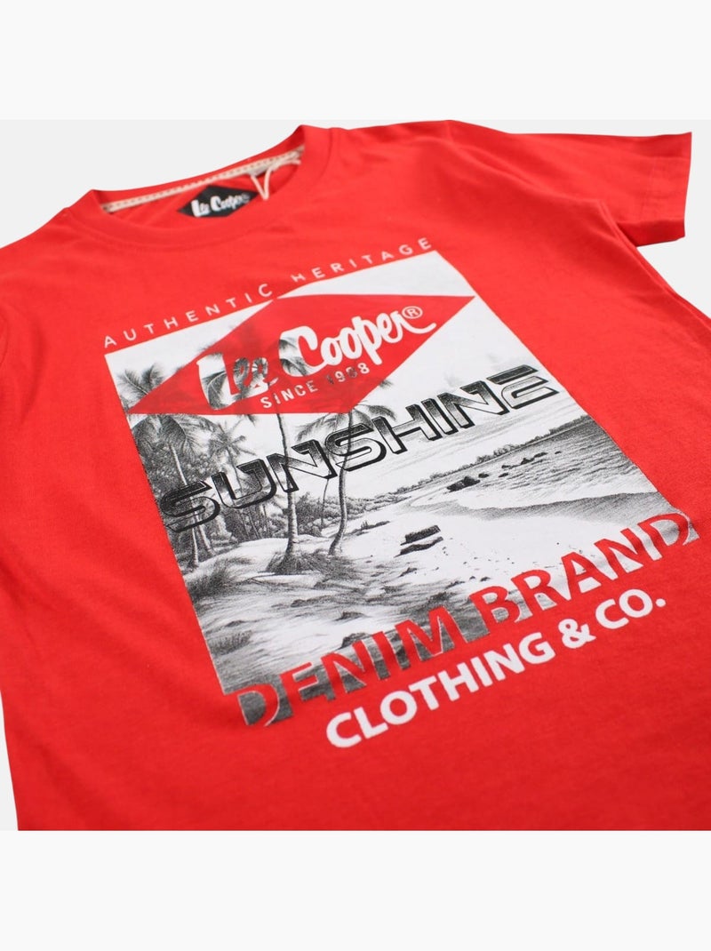 Lee Cooper - Maglietta bambino a maniche corte con stampa sunshine Rosso - Kiabi
