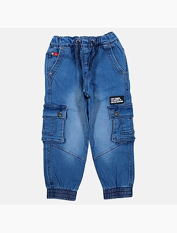 Lee cooper - pantaloni cargo in denim dal taglio ampio, con coulisse in vita