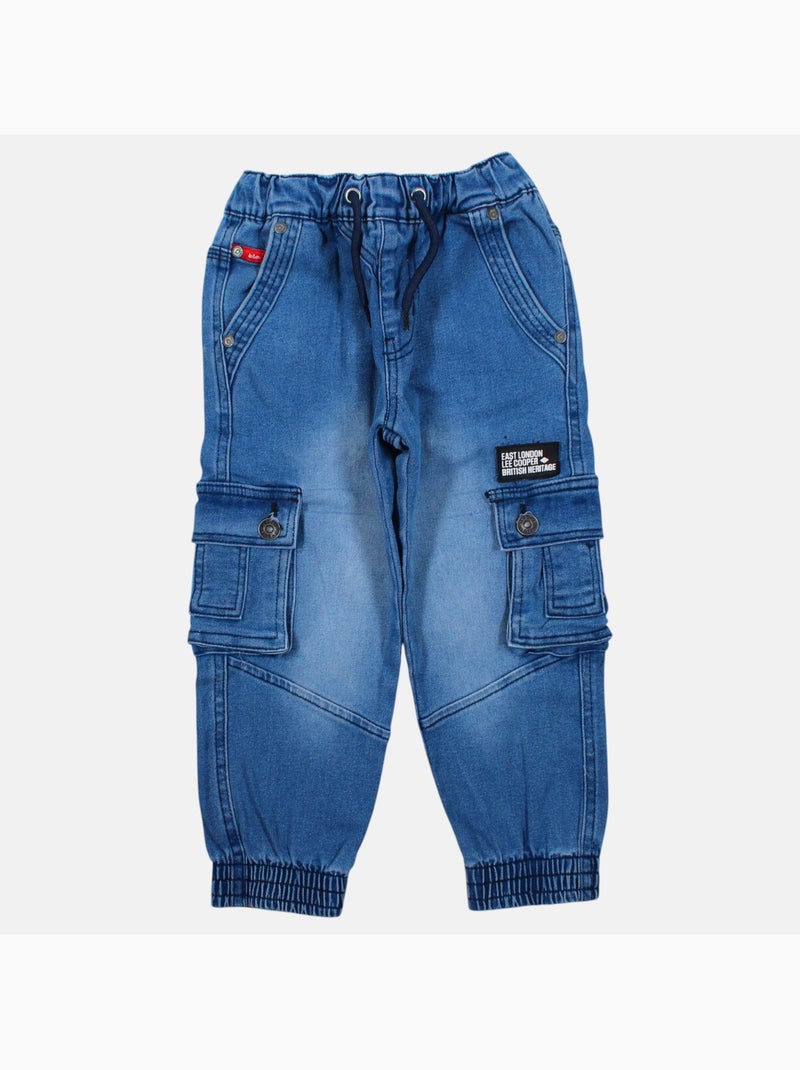Lee cooper - pantaloni cargo in denim dal taglio ampio, con coulisse in vita Blu - Kiabi
