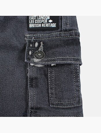 Lee cooper - pantaloni cargo in denim dal taglio ampio, con coulisse in vita