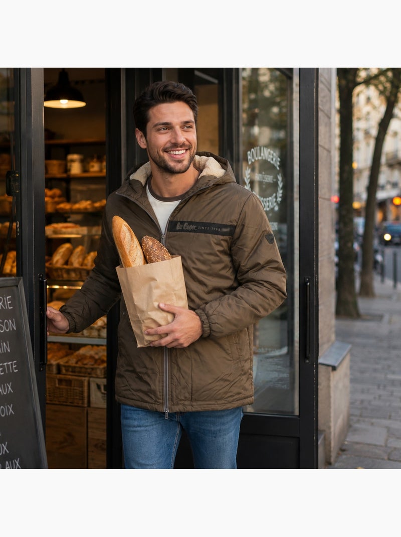 Lee cooper - parka con cappuccio, lunghezza media e cerniera, con tasche laterali Cachi - Kiabi