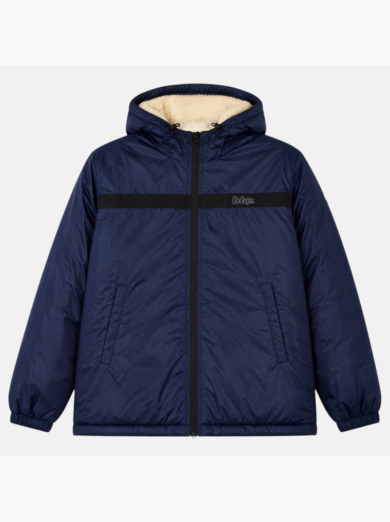 Lee cooper - parka con cerniera e cappuccio bordato in pelliccia sintetica Blu marino - Kiabi