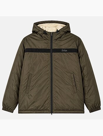 Lee cooper - parka con cerniera e cappuccio bordato in pelliccia sintetica