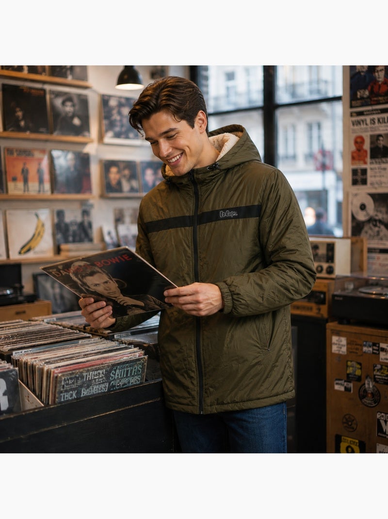Lee cooper - parka con cerniera e cappuccio bordato in pelliccia sintetica Cachi - Kiabi