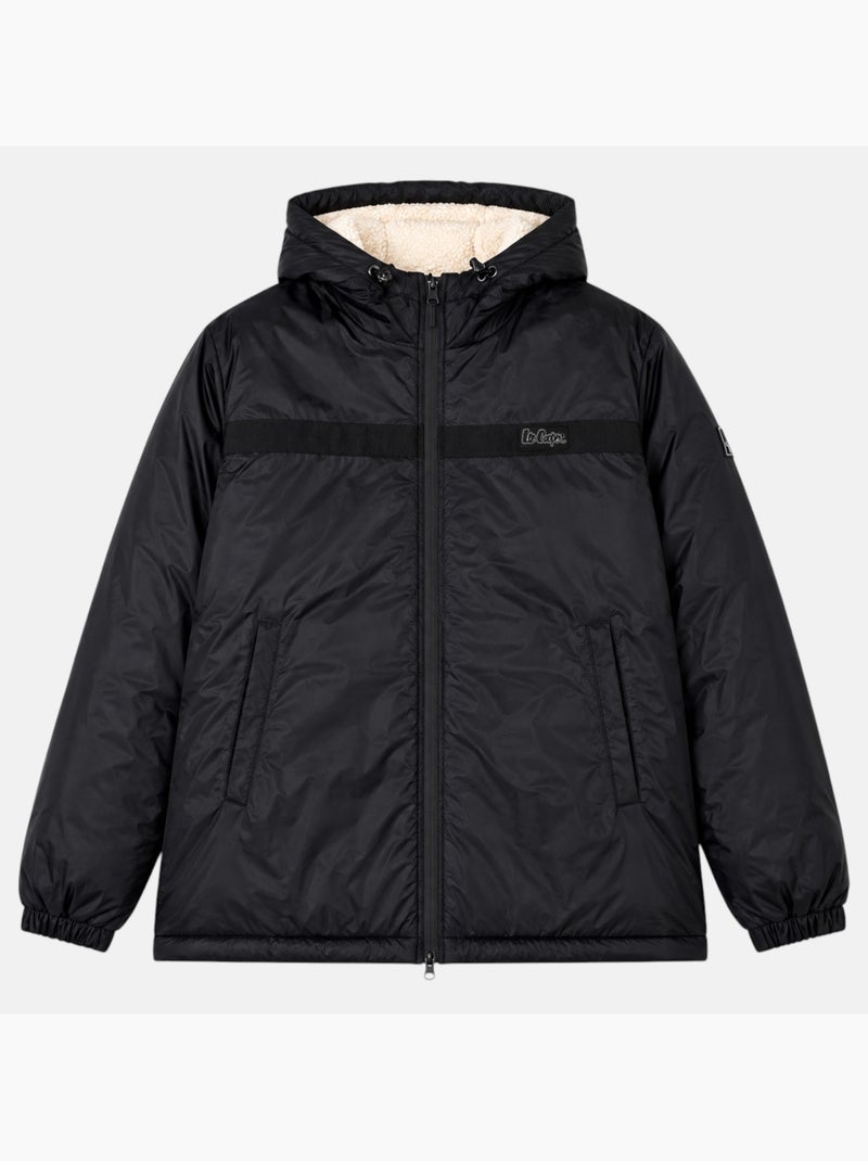 Lee cooper - parka con cerniera e cappuccio bordato in pelliccia sintetica Nero - Kiabi