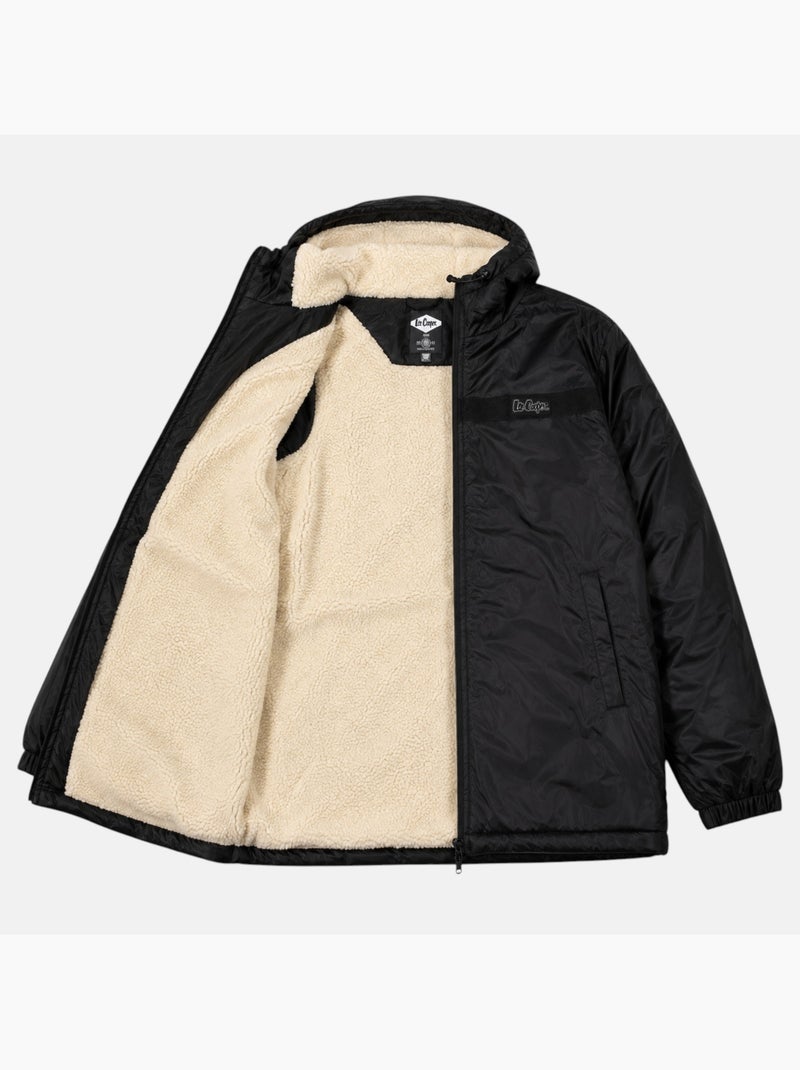 Lee cooper - parka con cerniera e cappuccio bordato in pelliccia sintetica Nero - Kiabi