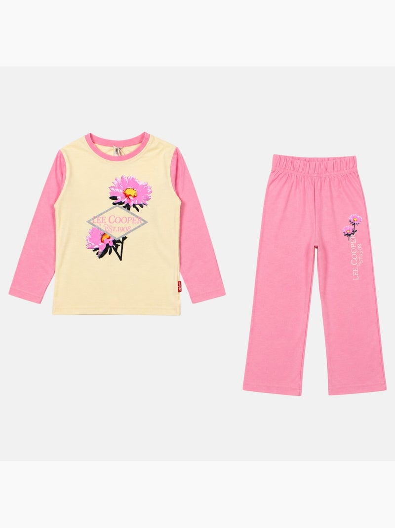 Lee cooper - pigiama bambina  floreale Rosa chiaro - Kiabi