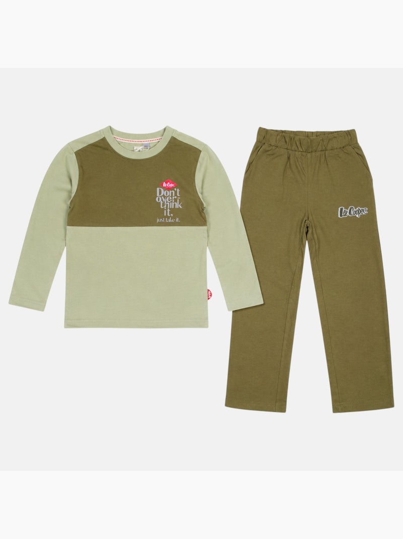 Lee cooper - pigiama con inserti a contrasto, maniche lunghe Cachi - Kiabi