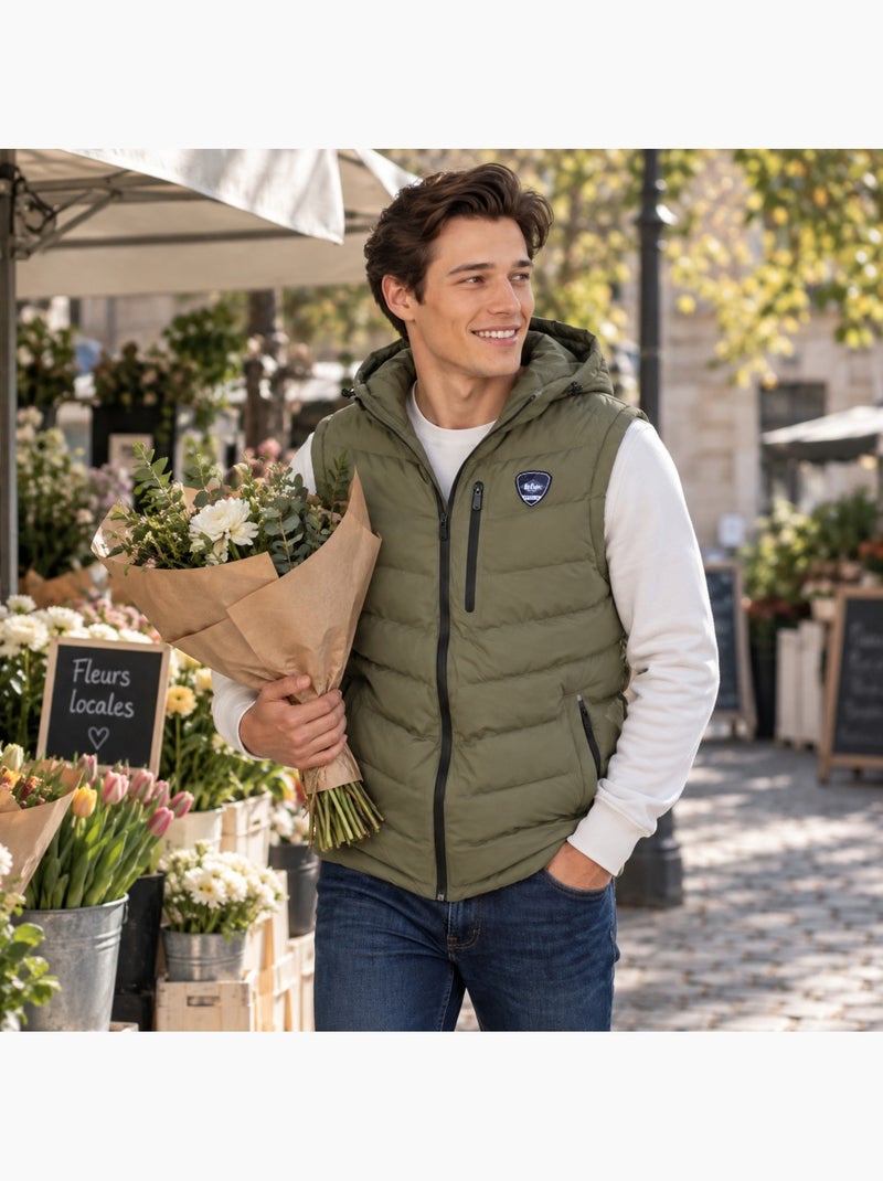 Lee cooper - piumino senza maniche con cappuccio e tasche con cerniera Cachi - Kiabi