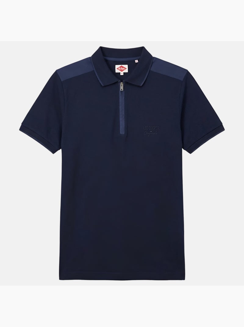 Lee Cooper - Polo uomo a maniche corte con collo con zip Blu marino - Kiabi