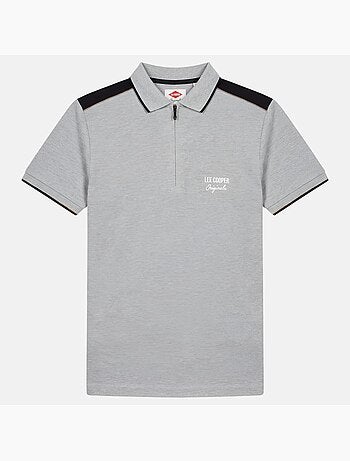 Lee Cooper - Polo uomo a maniche corte con collo con zip