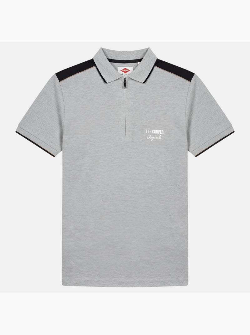 Lee Cooper - Polo uomo a maniche corte con collo con zip Grigio - Kiabi