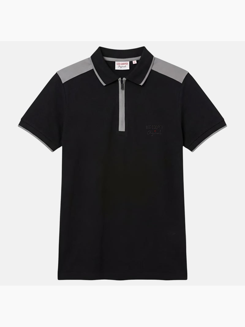 Lee Cooper - Polo uomo a maniche corte con collo con zip Nero - Kiabi