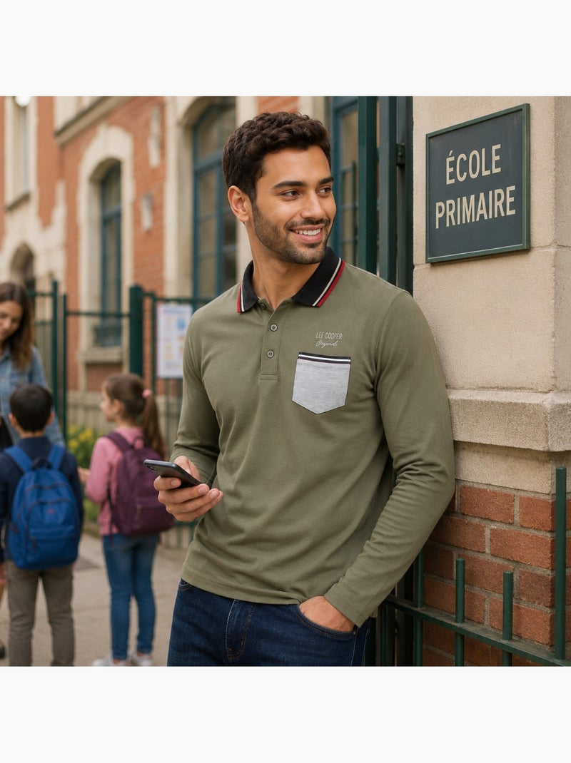 Lee Cooper - Polo uomo  a maniche lunghe Cachi - Kiabi