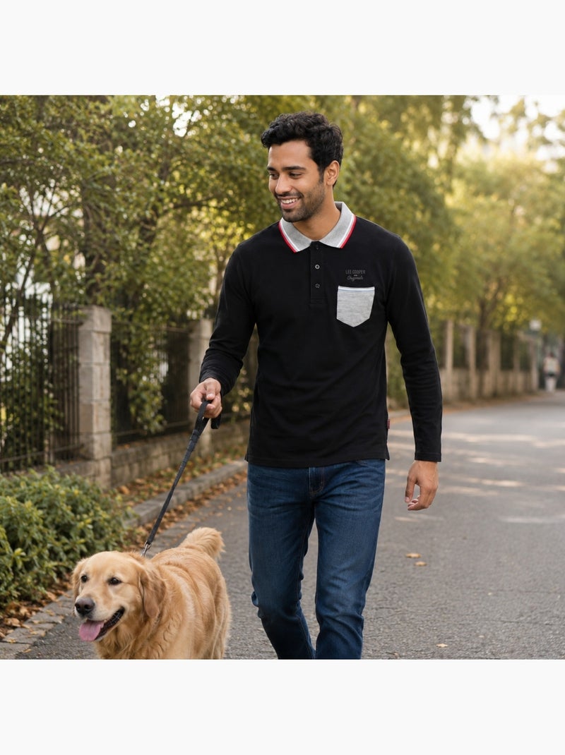 Lee Cooper - Polo uomo  a maniche lunghe Nero - Kiabi