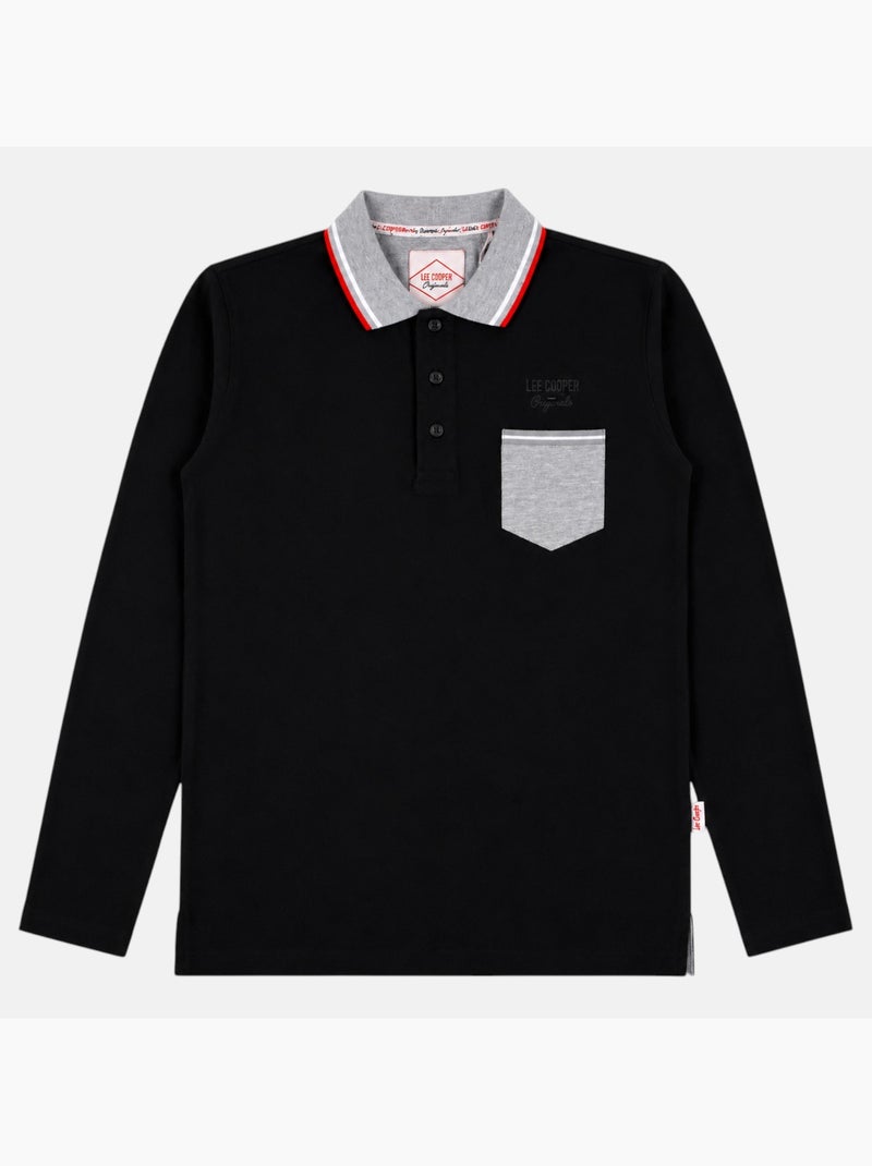 Lee Cooper - Polo uomo  a maniche lunghe Nero - Kiabi