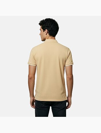 Lee Cooper - Polo uomo beige maniche corte collo alla coreana