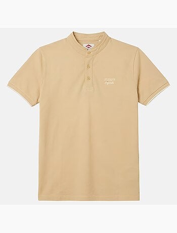 Lee Cooper - Polo uomo beige maniche corte collo alla coreana