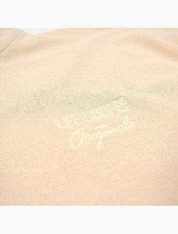 Lee Cooper - Polo uomo beige maniche corte collo alla coreana