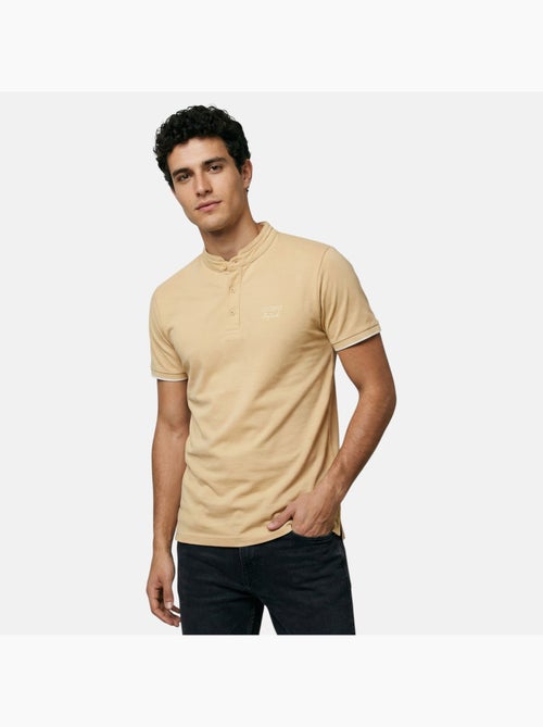 Lee Cooper - Polo uomo beige maniche corte collo alla coreana - Kiabi