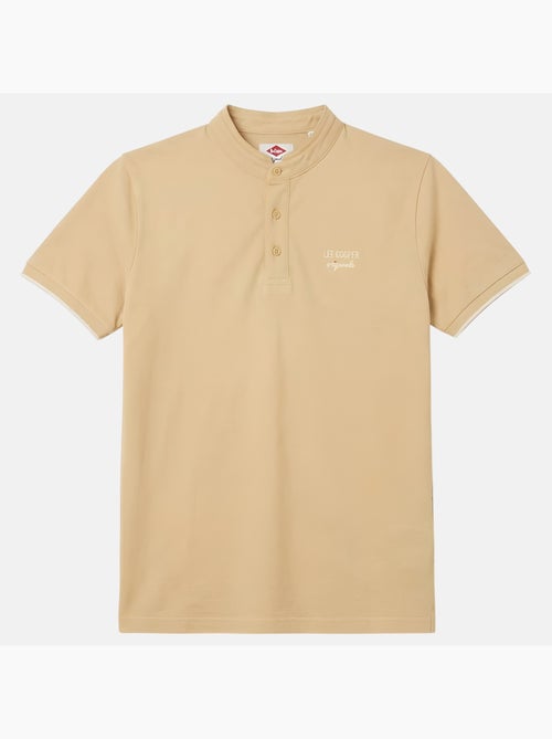 Lee Cooper - Polo uomo beige maniche corte collo alla coreana - Kiabi