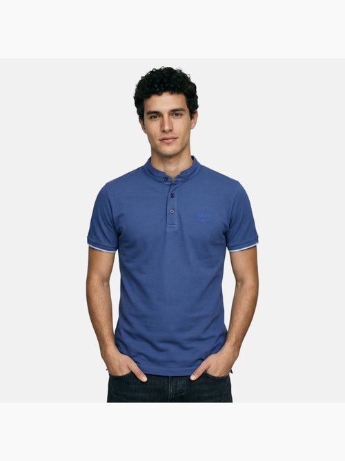 Lee Cooper - Polo uomo blu maniche corte collo alla coreana - Kiabi