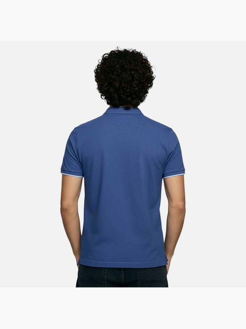 Lee Cooper - Polo uomo blu maniche corte collo alla coreana Blu - Kiabi