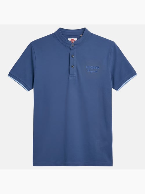 Lee Cooper - Polo uomo blu maniche corte collo alla coreana - Kiabi
