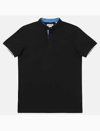 Lee Cooper - Polo uomo nero maniche corte collo alla coreana