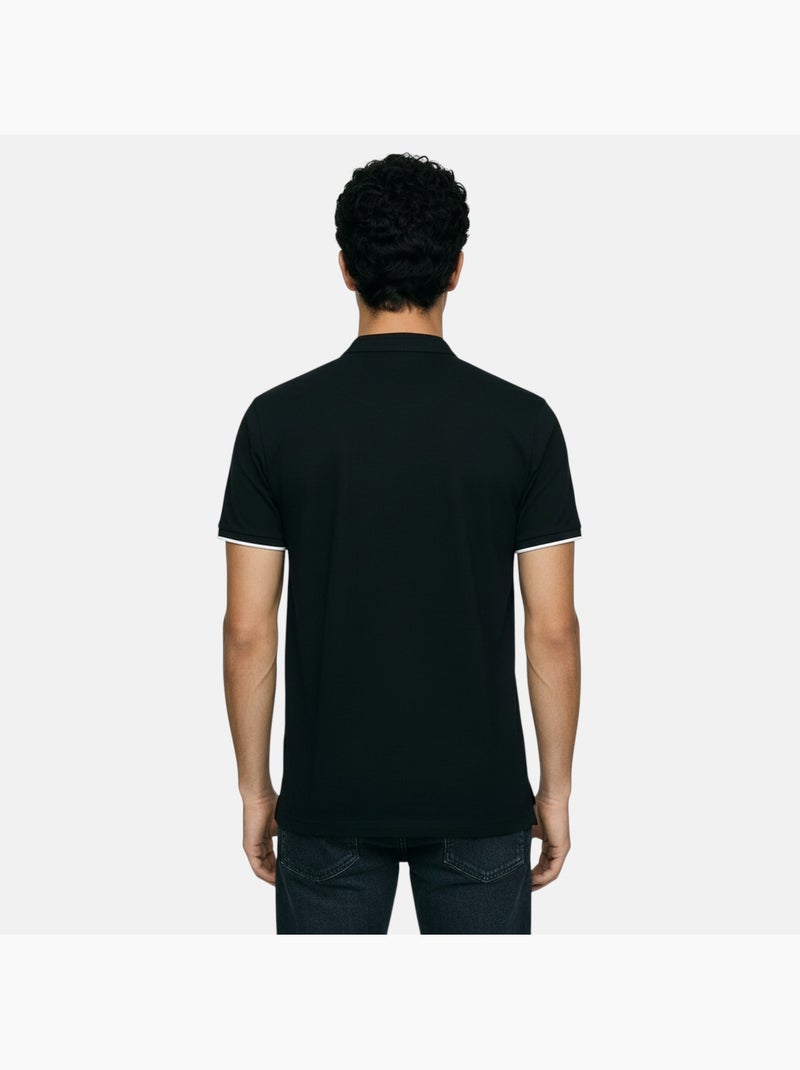 Lee Cooper - Polo uomo nero maniche corte collo alla coreana Nero - Kiabi
